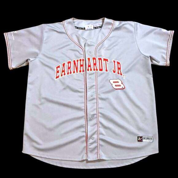 VTG Dale Earnhardt Jr Racing Jersey Mens Gray Red Embroidered Sz 3XL NASCAR - Picture 1 of 12